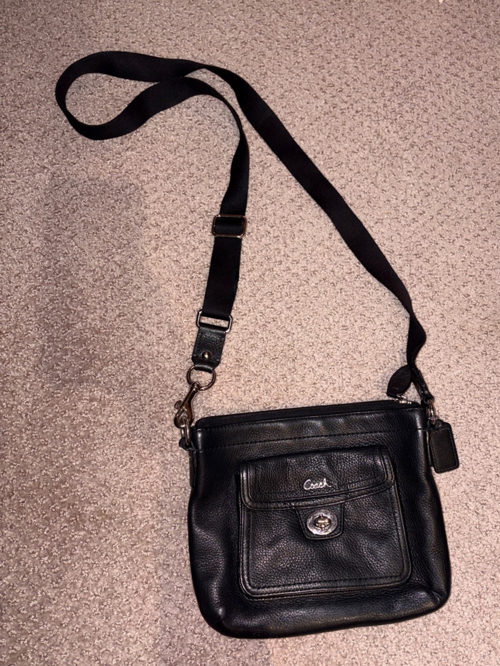 Coach Black Leather Messenger Crossbody Bag